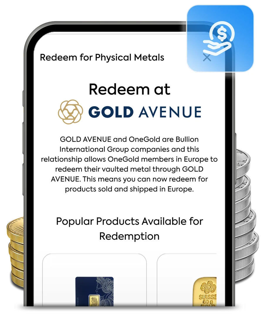 The OneGold app’s Redeem at GOLD AVENUE screen