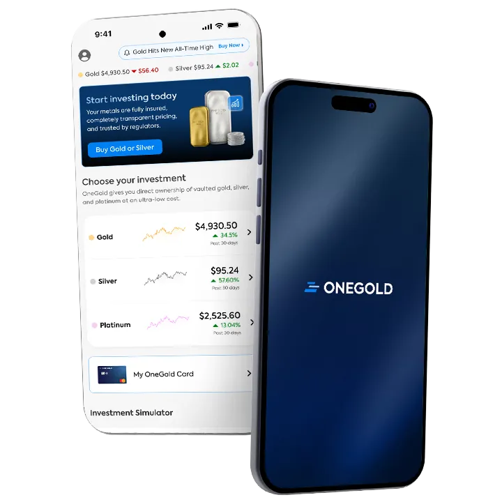 OneGold app showing the investment simulator and portfolio balances