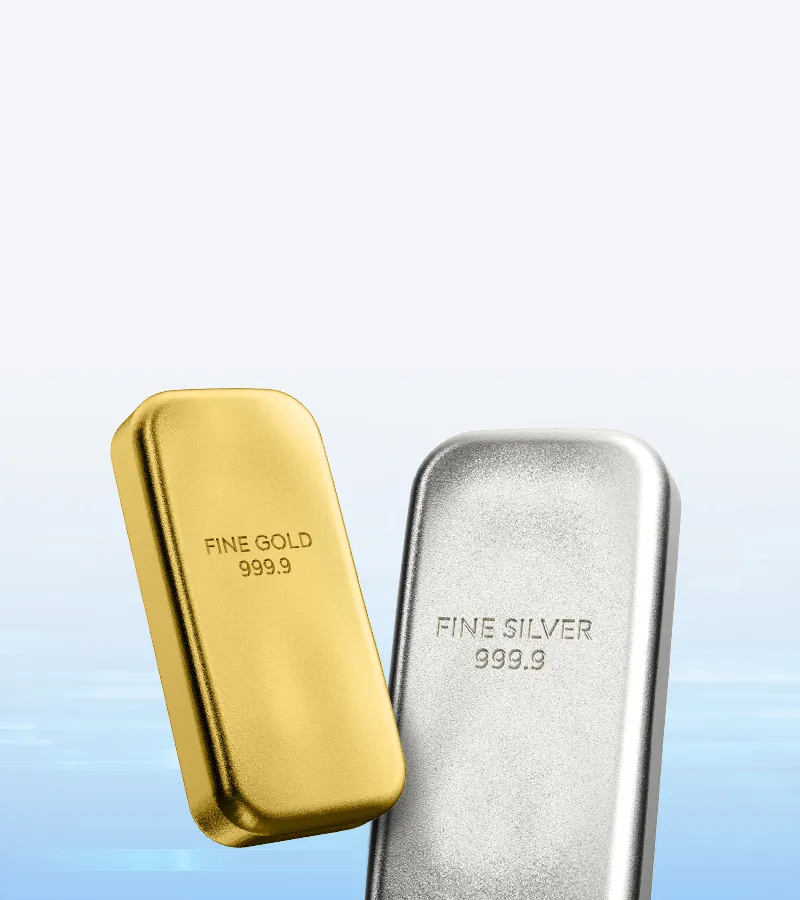 A gold bar and a silver bar