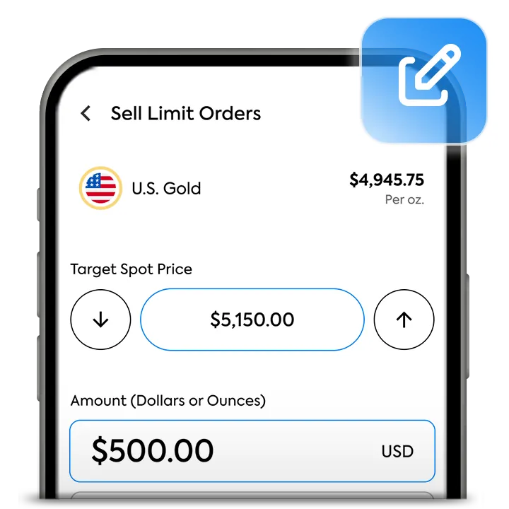 Managing limit orders in the OneGold app